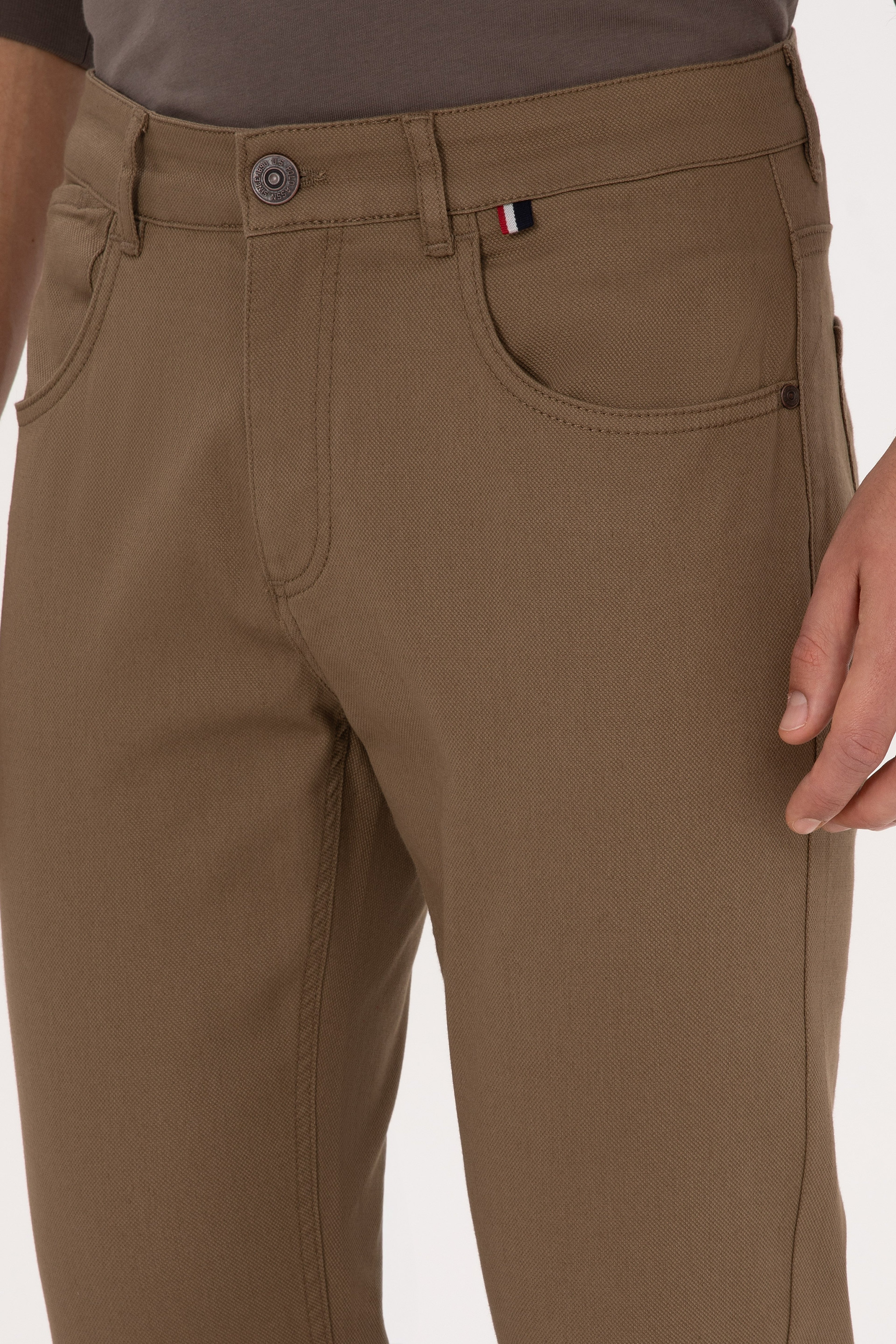 Erkek Slim Fit Haki Kanvas Pantolon