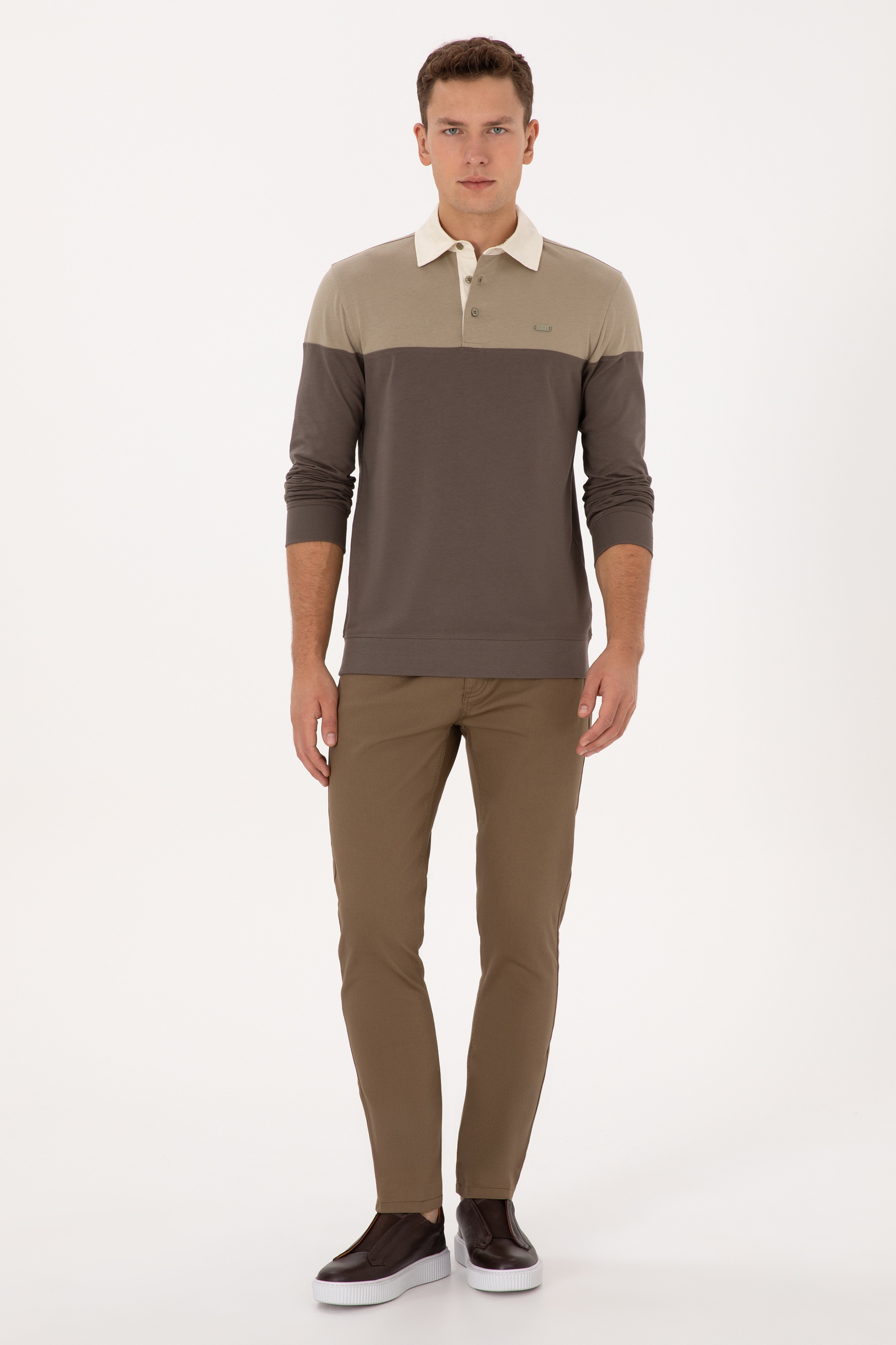 Erkek Slim Fit Haki Kanvas Pantolon