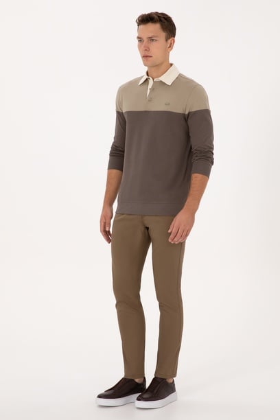 Erkek Slim Fit Haki Kanvas Pantolon