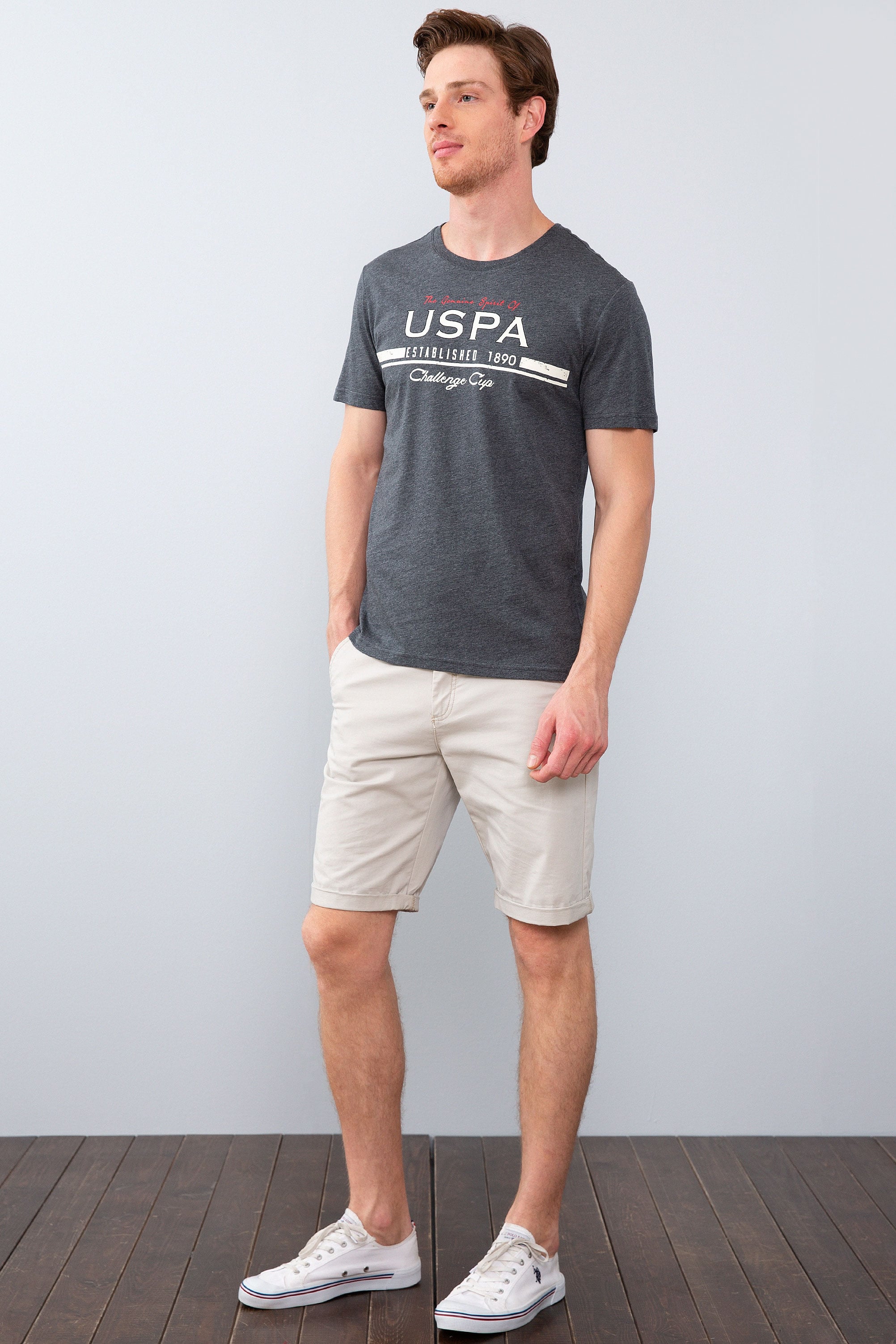 Erkek Koyu Gri Melanj Tişört - 50213595016