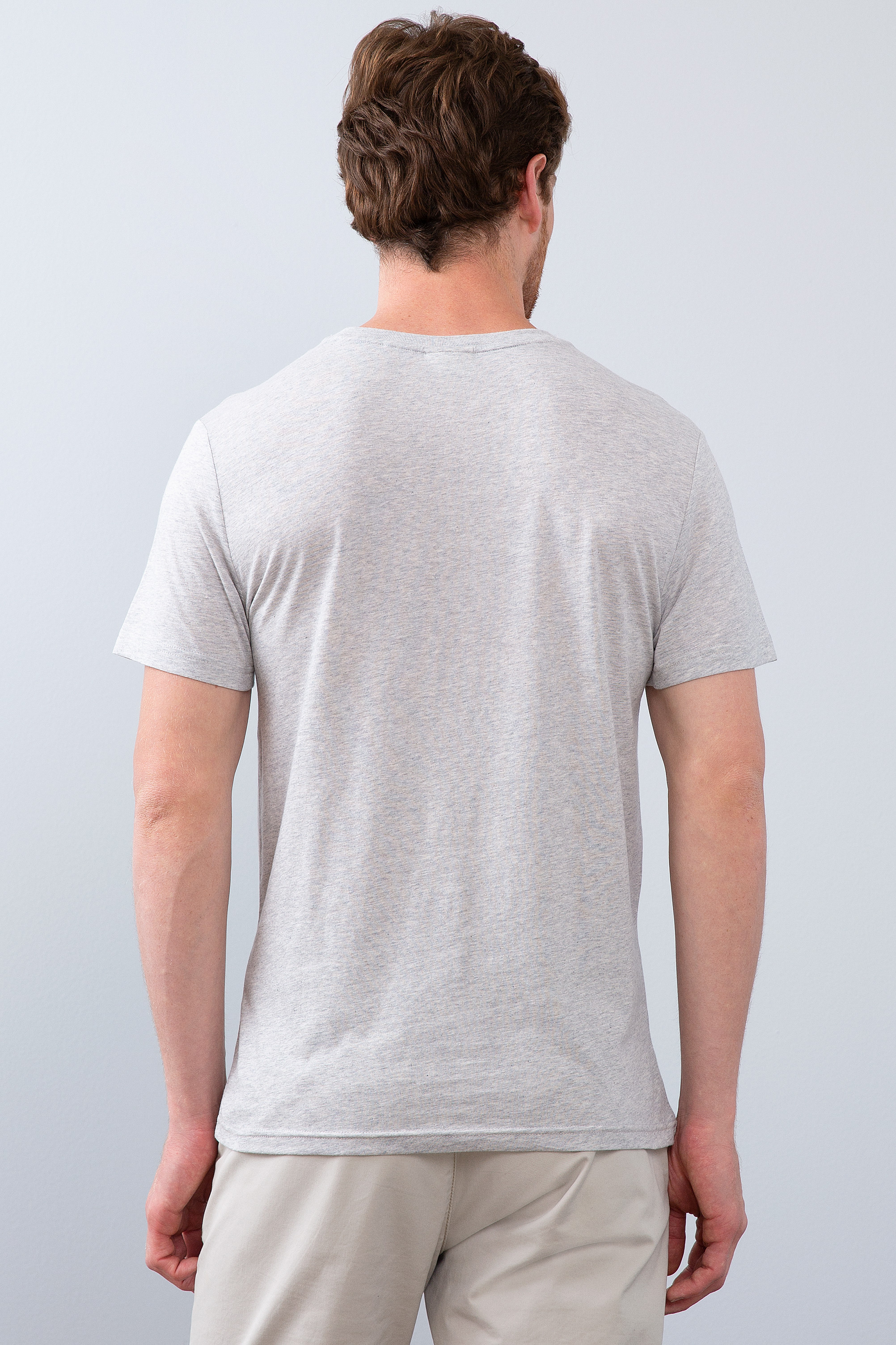 Erkek Açık Gri Melanj Tişört - 50213596018