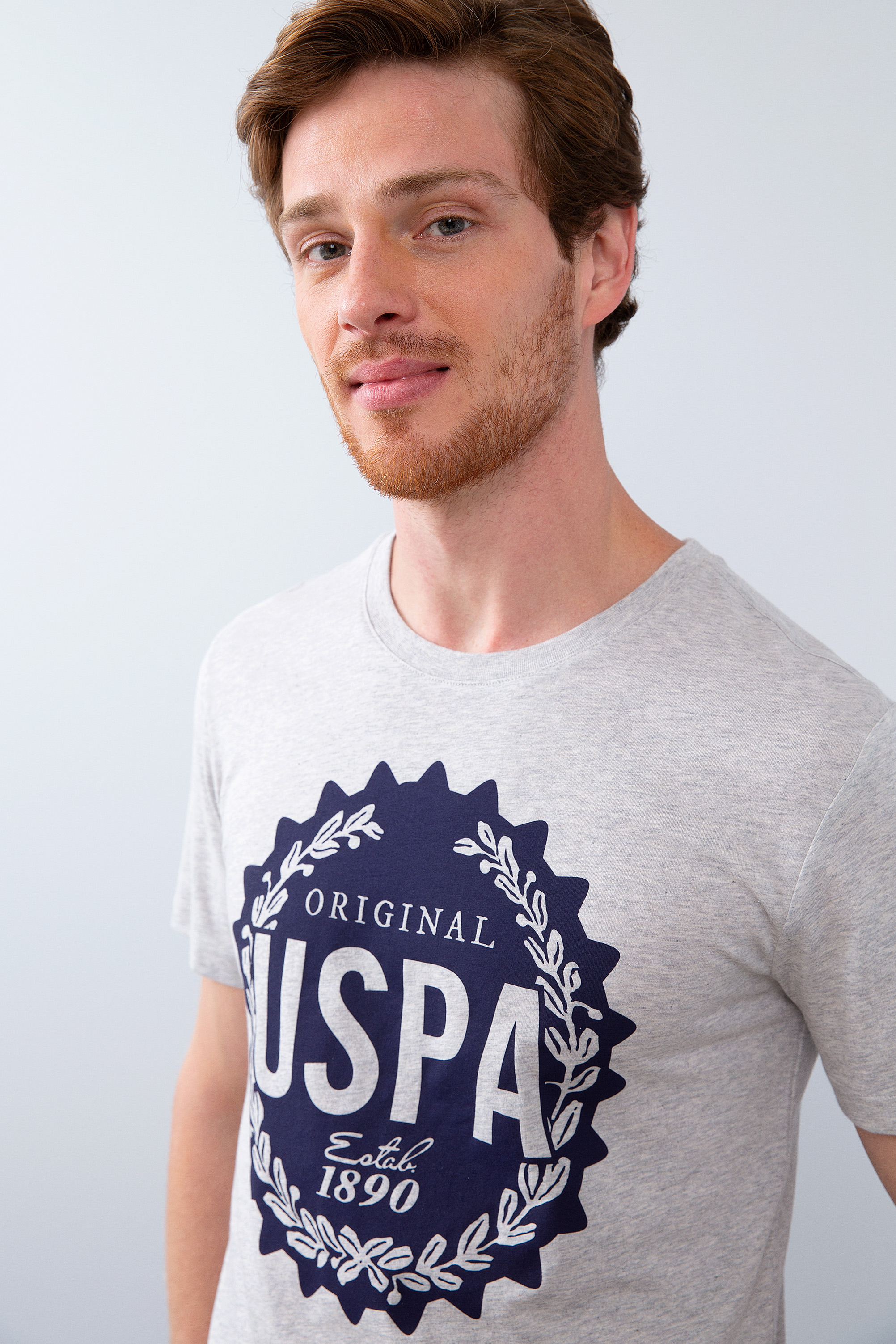 Erkek Açık Gri Melanj Tişört - 50213596018