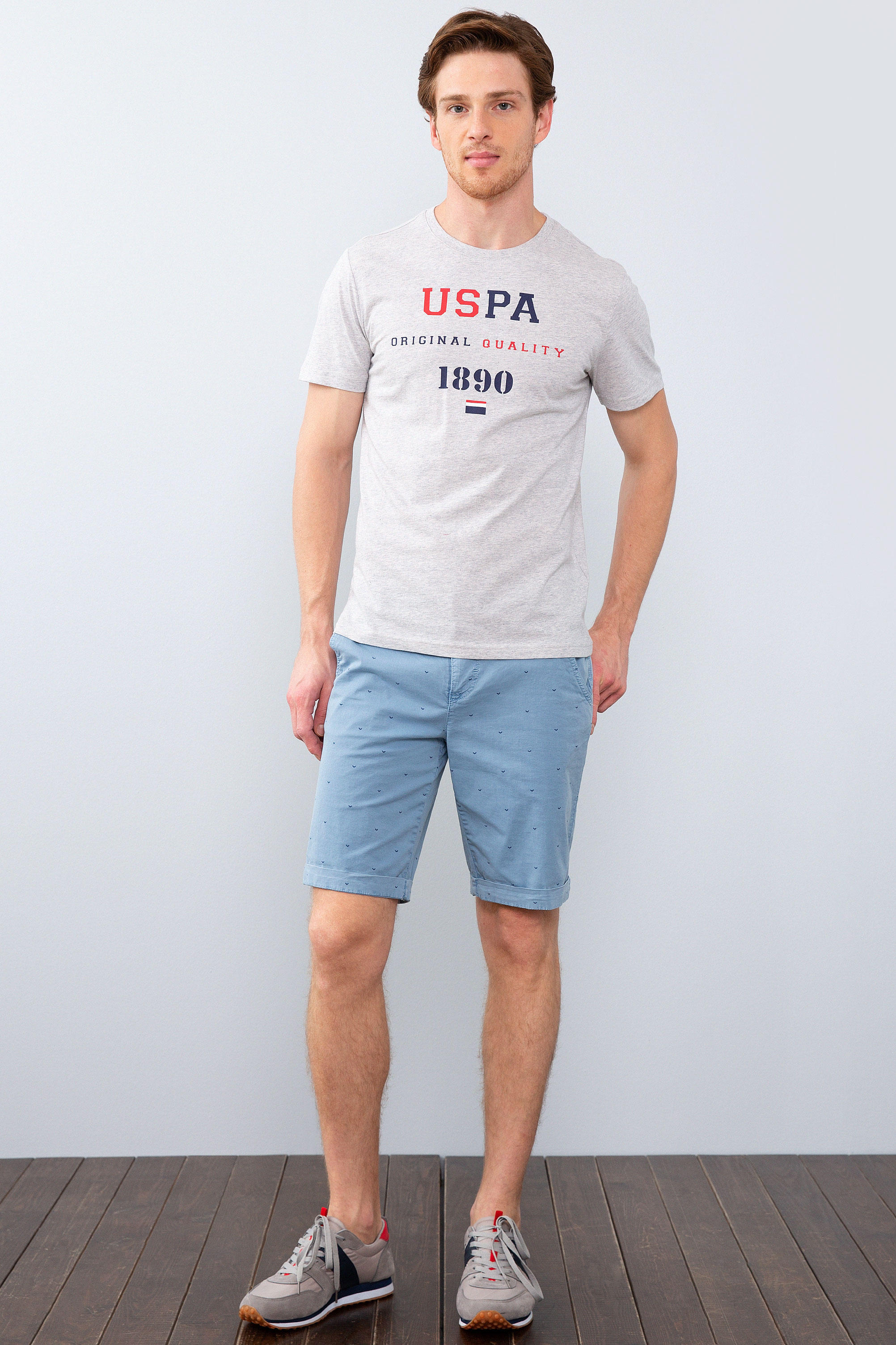 Erkek Açık Gri Melanj Tişört - 50213598017