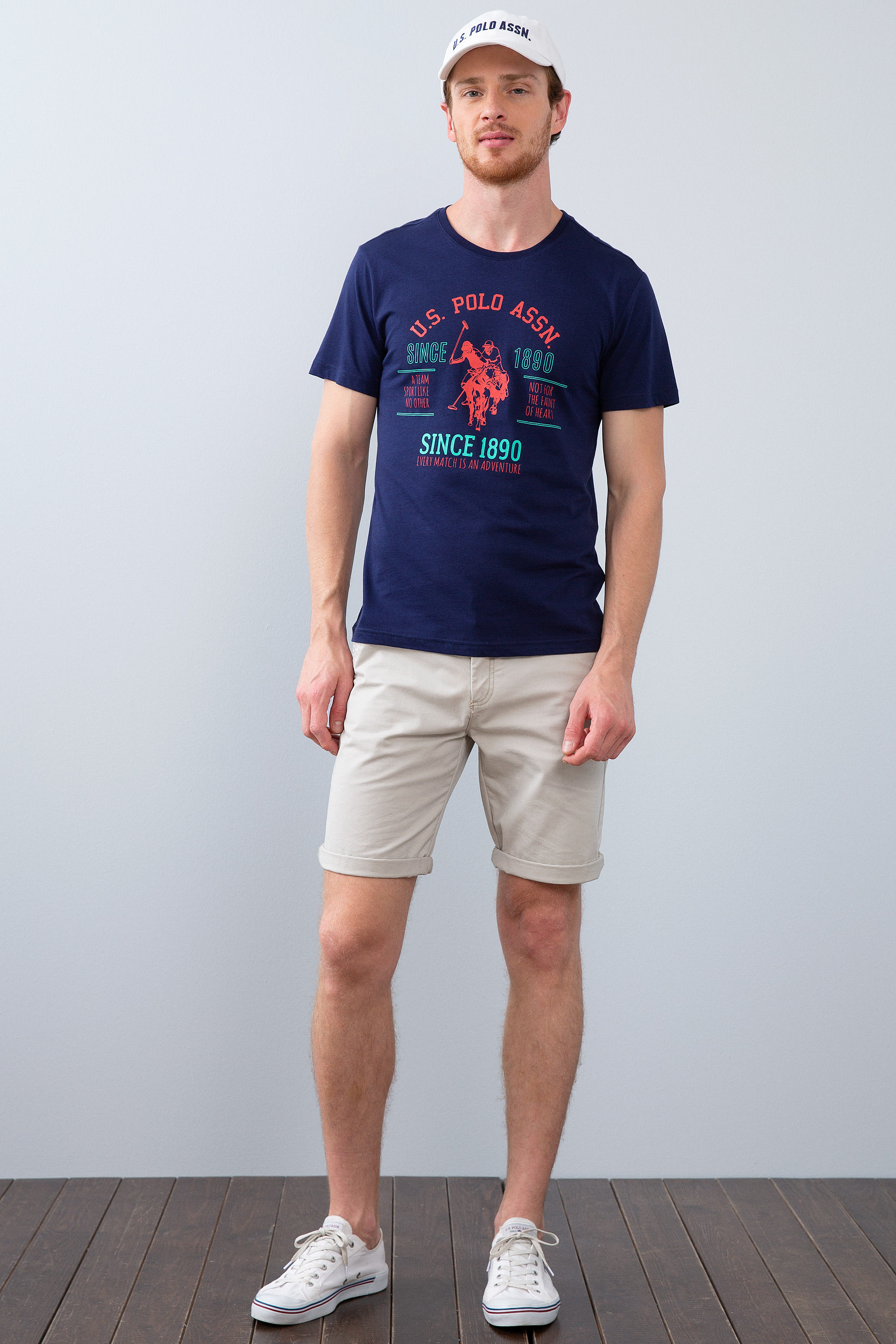 Erkek Lacivert Bisiklet Yaka T-Shirt - 50213597018