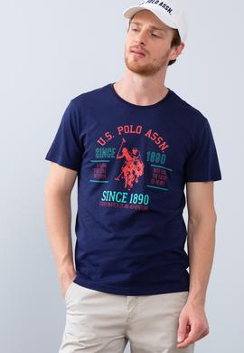 Erkek Lacivert Bisiklet Yaka T-Shirt - 50213597018