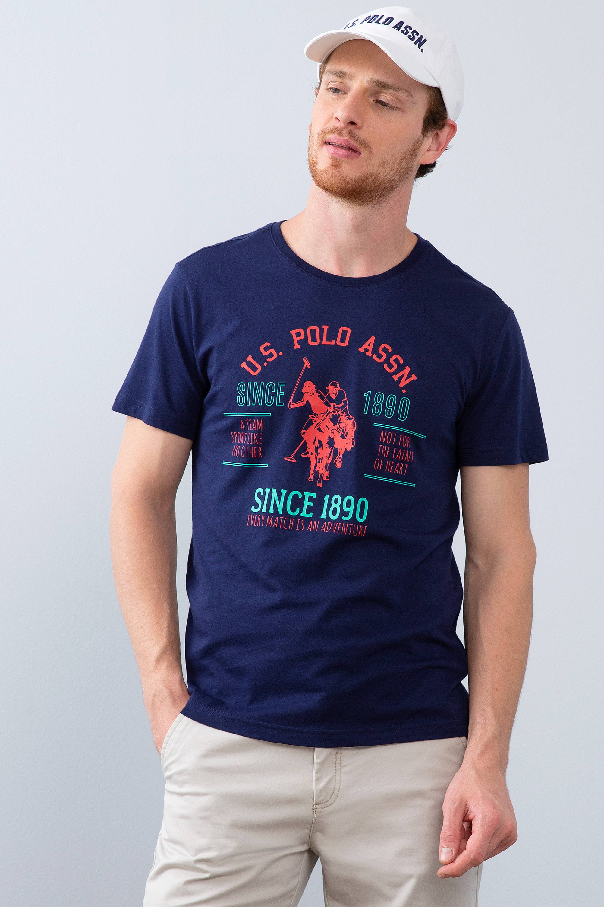 Erkek Lacivert Bisiklet Yaka T-Shirt - 50213597018