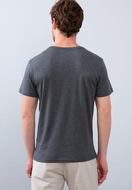 Erkek Koyu Gri Melanj Bisiklet Yaka T-Shirt - 50213601007