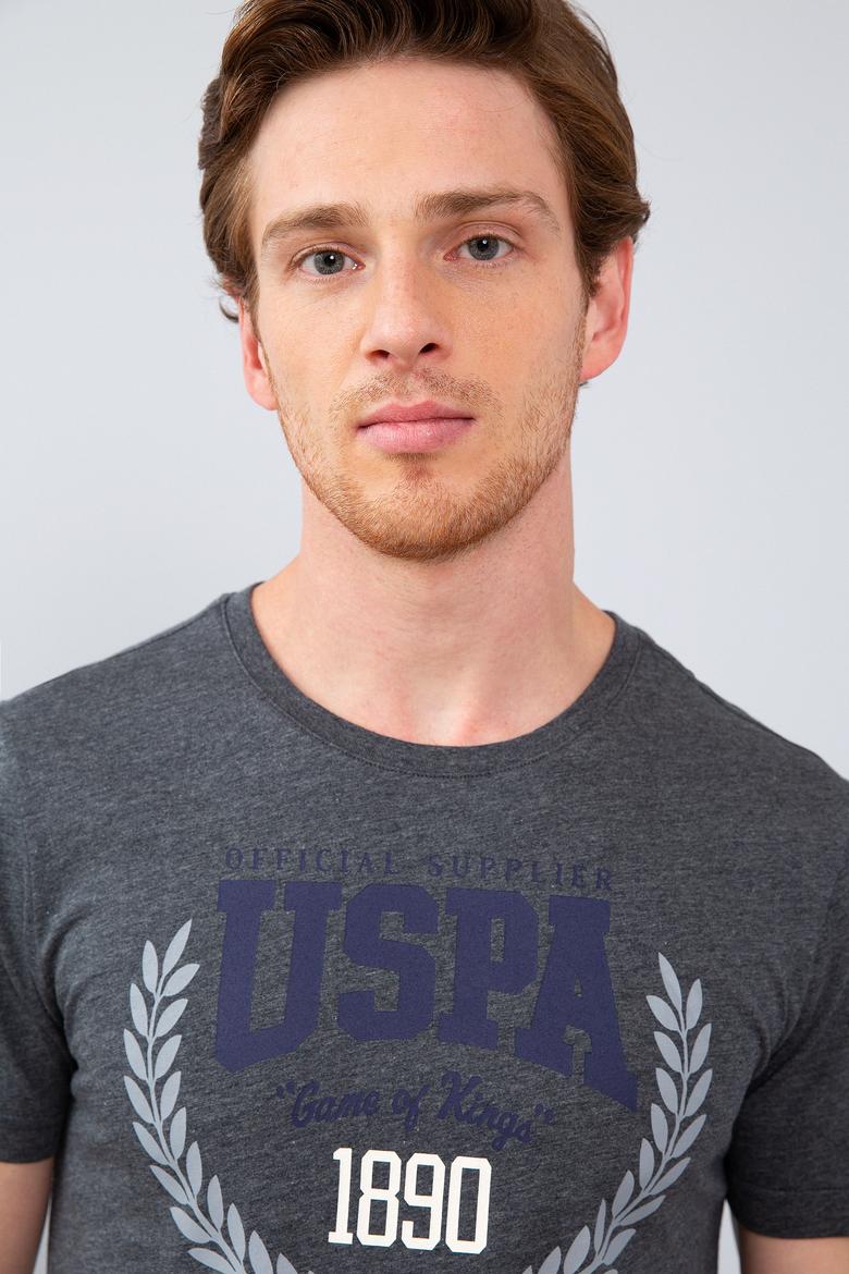 Erkek Koyu Gri Melanj Bisiklet Yaka T-Shirt