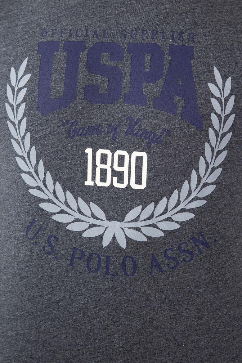 Erkek Koyu Gri Melanj Bisiklet Yaka T-Shirt - 50213584016