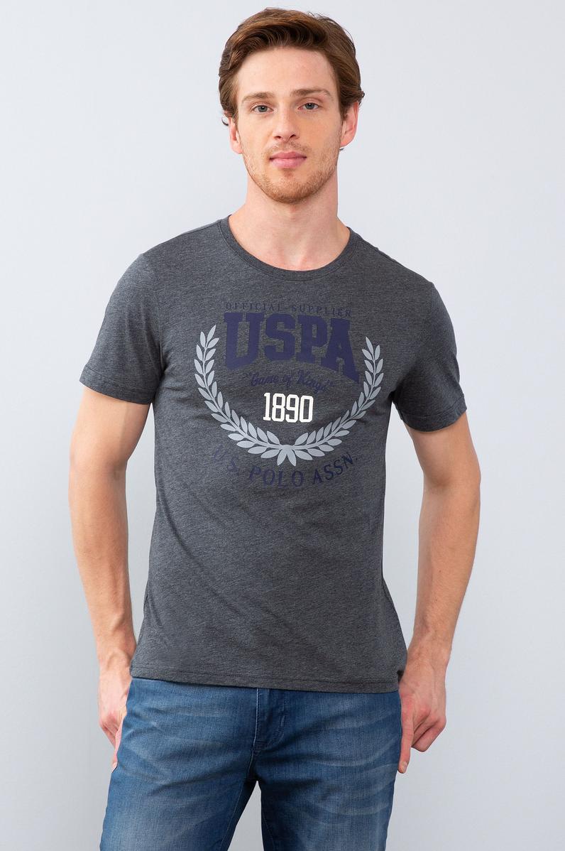 Erkek Koyu Gri Melanj Bisiklet Yaka T-Shirt