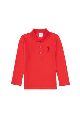 Kız Çocuk Kırmızı Polo Yaka Basic Sweatshirt - 50316836024