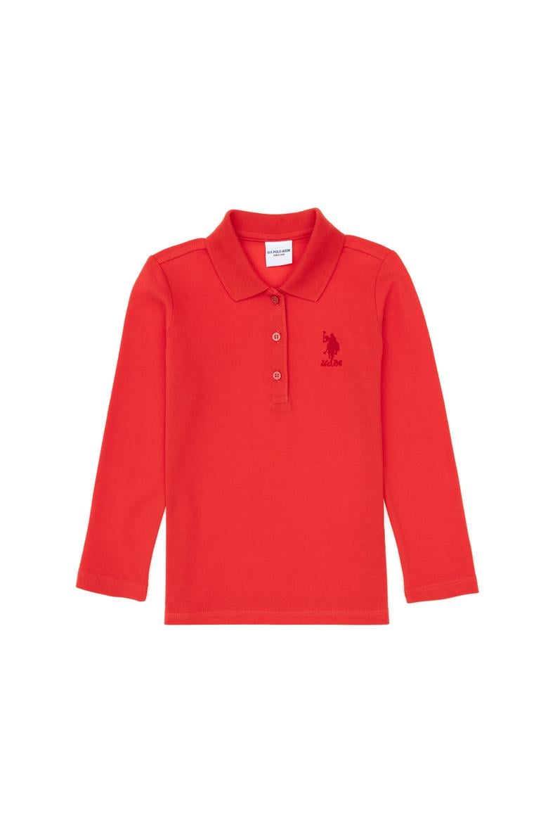 Kız Çocuk Kırmızı Polo Yaka Basic Sweatshirt - 50316836024