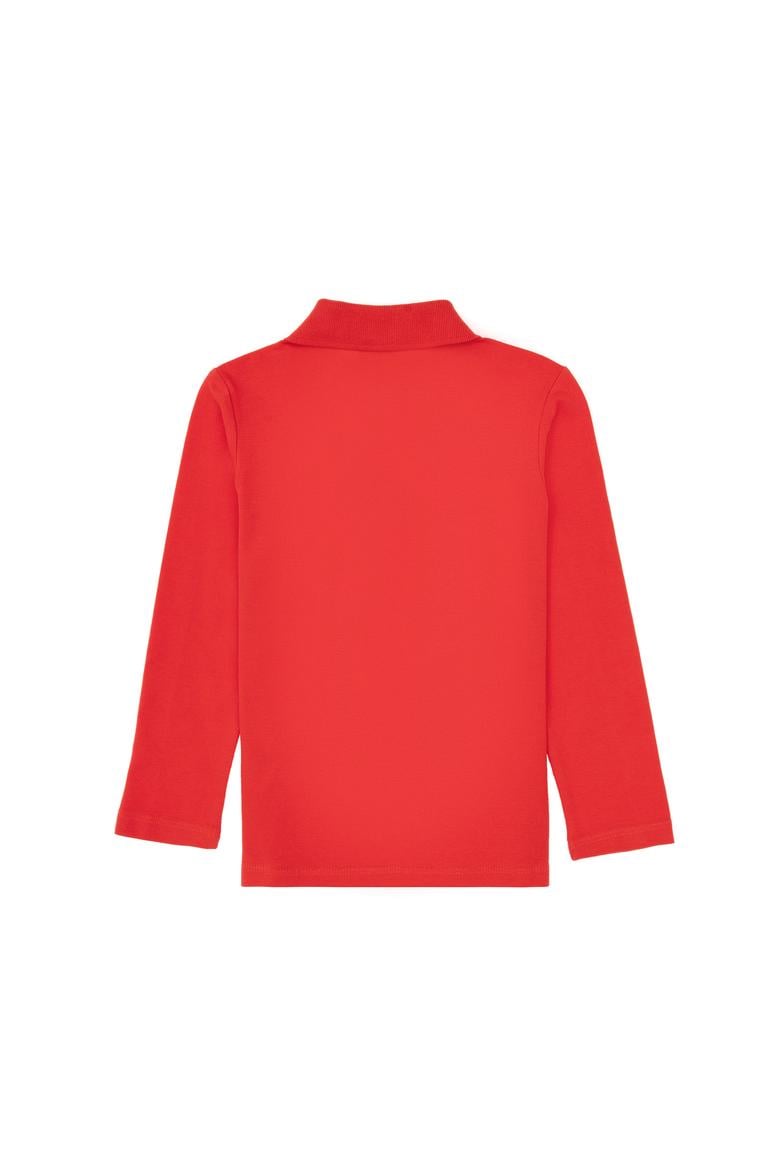 Kız Çocuk Kırmızı Polo Yaka Basic Sweatshirt - 50316836024