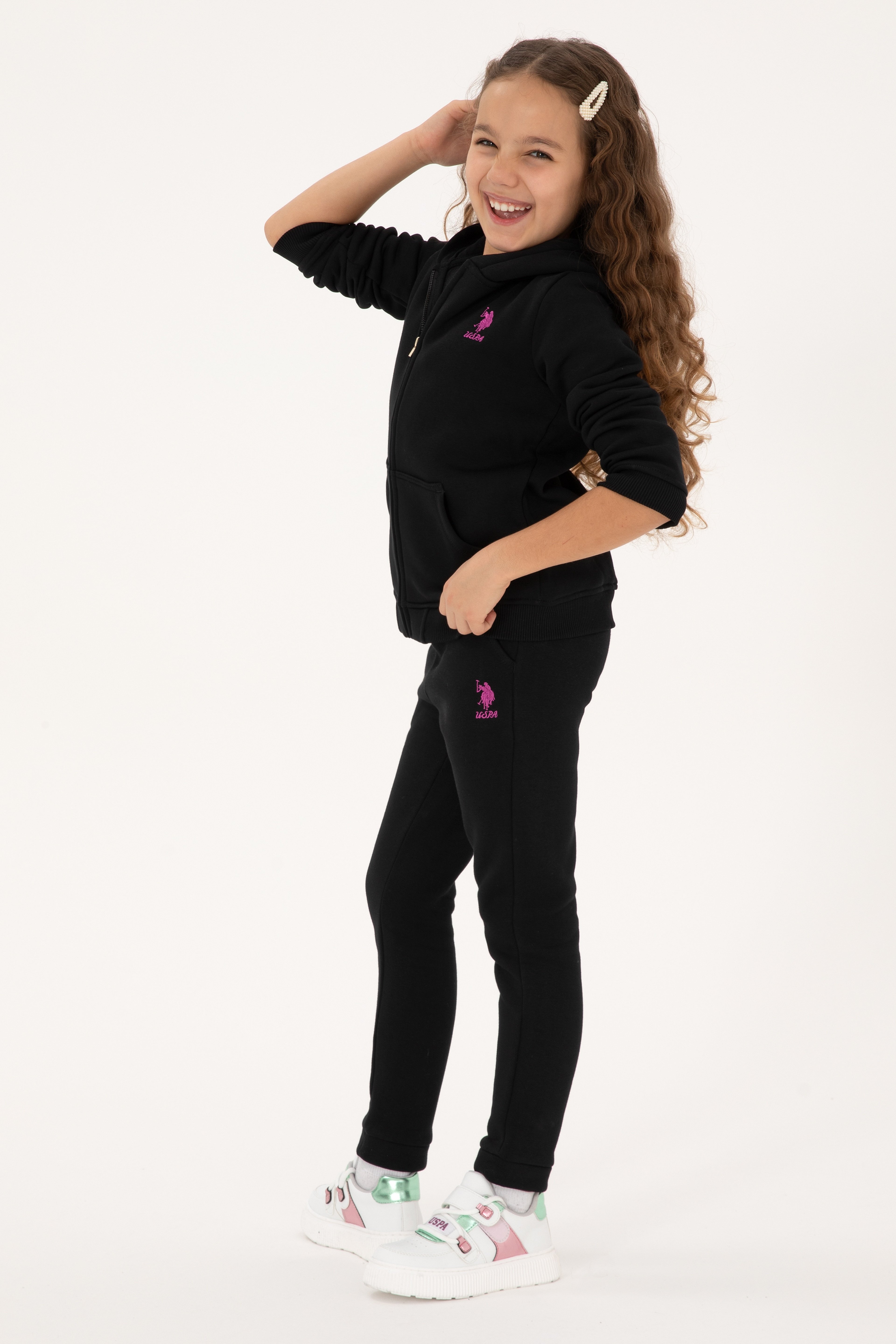 Kız Çocuk Siyah Şardonlu Jogger Eşofman Altı - Image 4