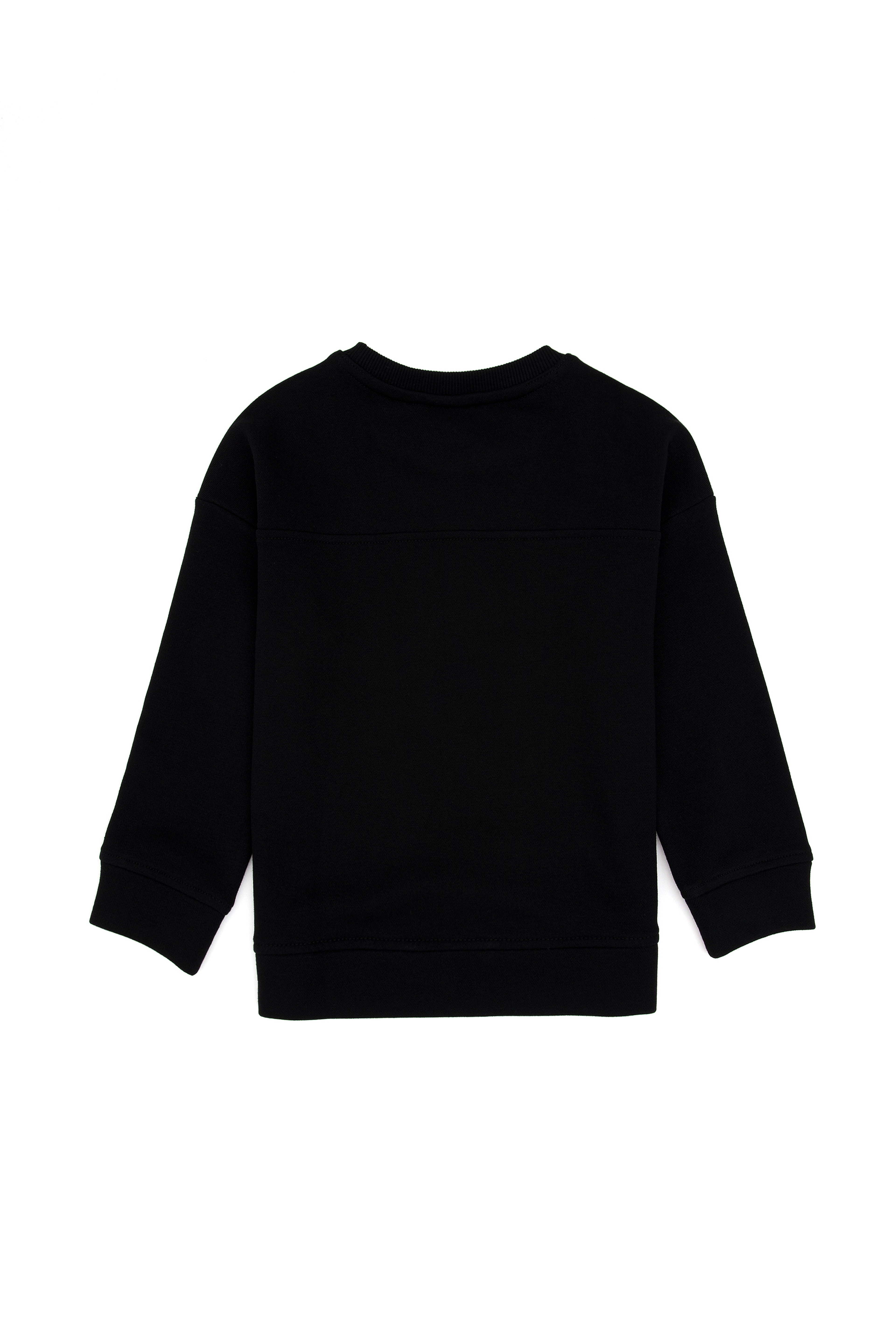 Kız Çocuk Siyah Simli Baskı Detaylı Bisiklet Yaka Basic Sweatshirt - Image 6
