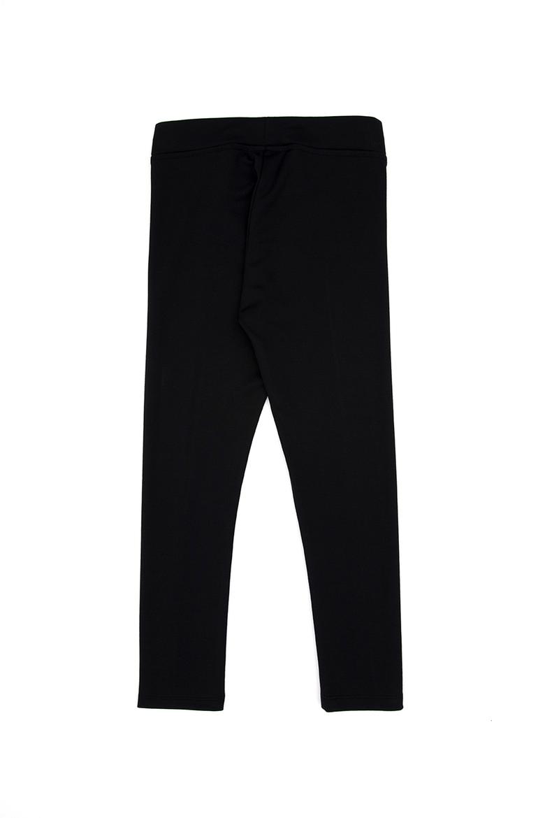 Kız Çocuk Siyah Nervürlü İnterlok Tayt - 50316891015