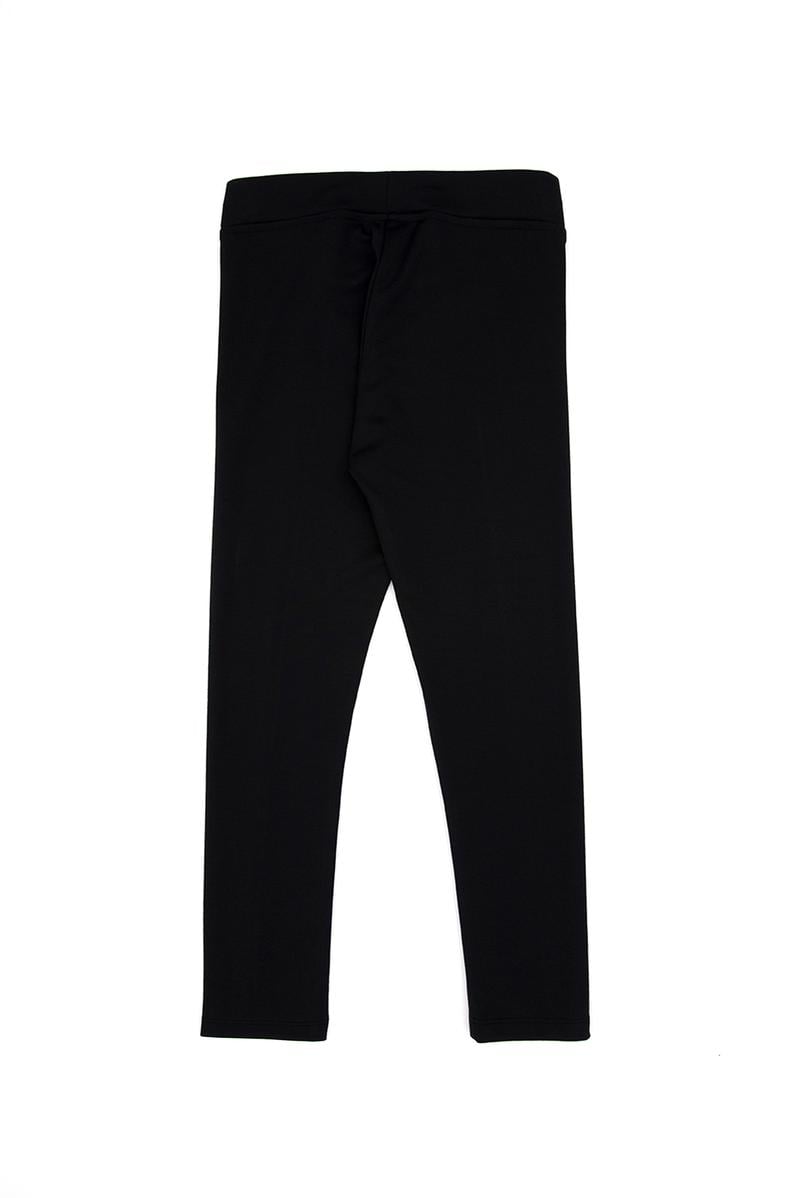 Kız Çocuk Siyah Nervürlü İnterlok Tayt