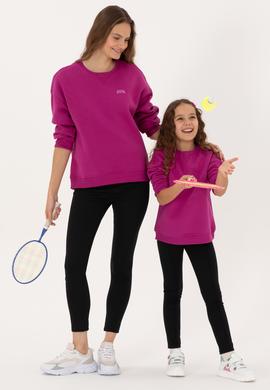 Kız Çocuk Siyah Nervürlü İnterlok Tayt - 50316891015