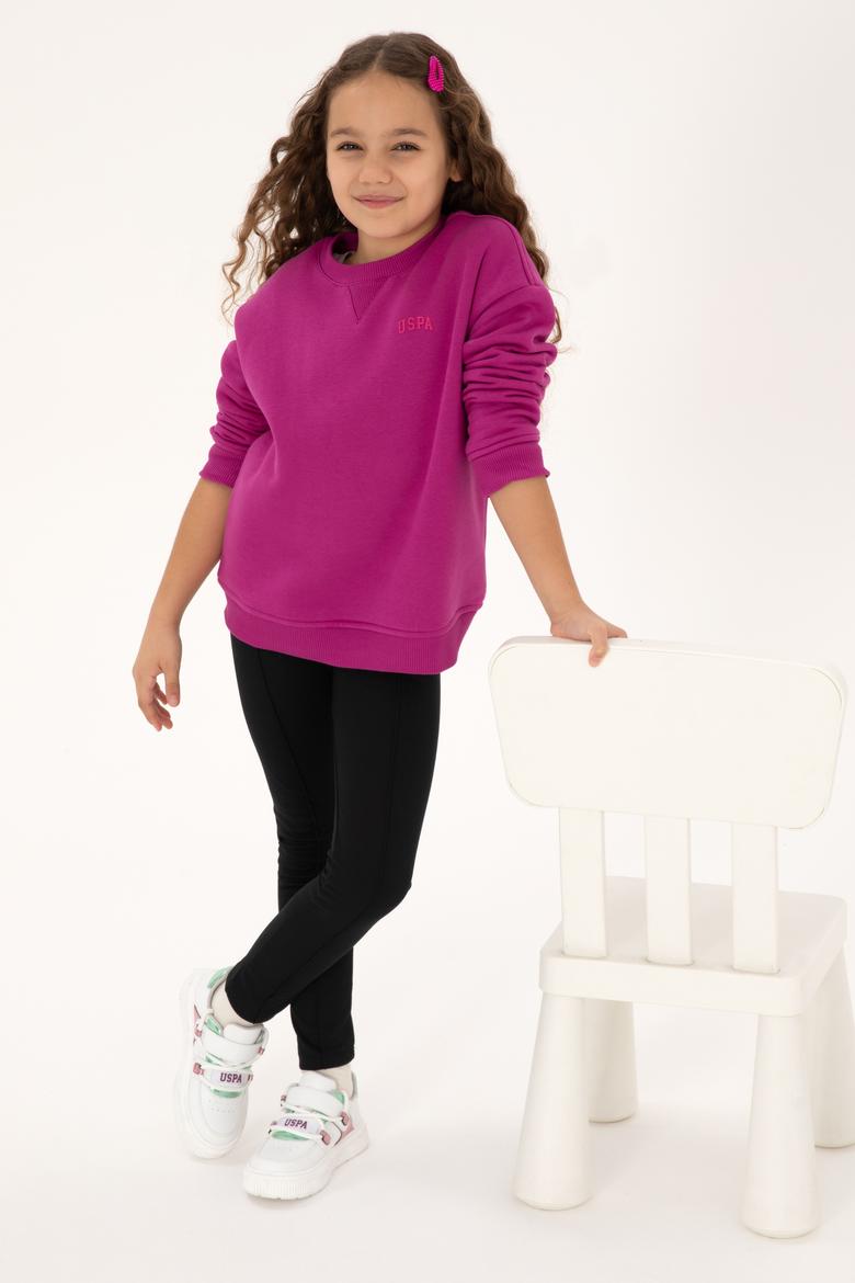 Kız Çocuk Siyah Nervürlü İnterlok Tayt - 50316891015