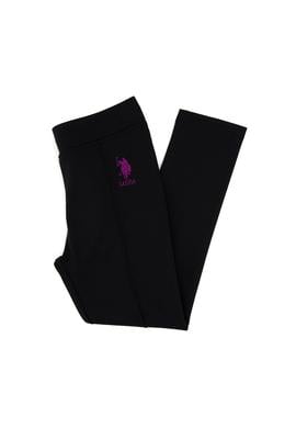 Kız Çocuk Siyah Nervürlü İnterlok Tayt - 50316891015