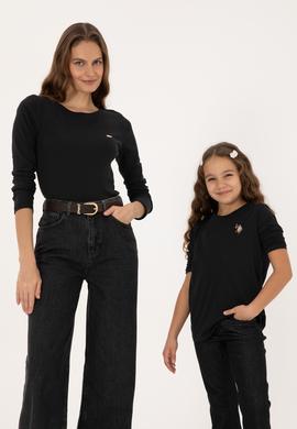 Kadın Siyah Slim Bisiklet Yaka Basic Sweatshırt - 50315419012