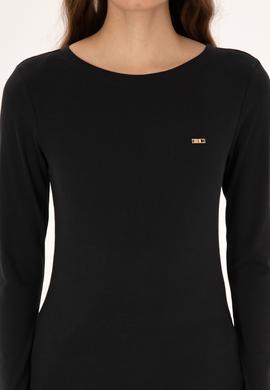 Kadın Siyah Slim Bisiklet Yaka Basic Sweatshırt - 50315419012