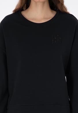 Kadın Siyah Bisiklet Yaka Basic Sweatshırt - 50313565014