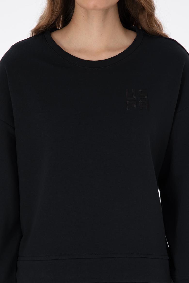 Kadın Siyah Bisiklet Yaka Basic Sweatshırt - 50313565014