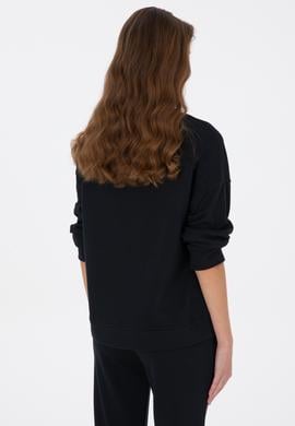 Kadın Siyah Bisiklet Yaka Basic Sweatshırt - 50313565014