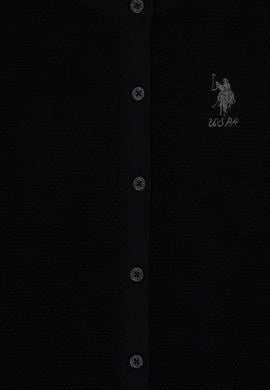 Kız Çocuk Siyah Düğmeli Bisiklet Yaka Triko Hırka - 50316292022