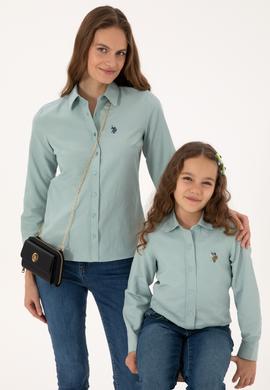 Kız Çocuk Mint Uzun Kollu Basic Gömlek - 50317629007
