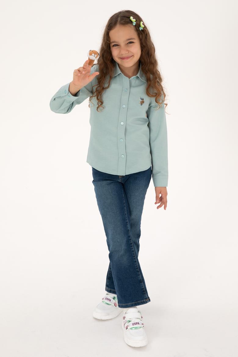 Kız Çocuk Mint Uzun Kollu Basic Gömlek - 50317629007