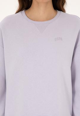 Kadın Lavanta Şardonlu Bisiklet Yaka Basic Sweatshırt - 50313586093