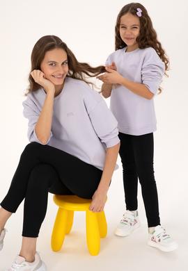 Kadın Lavanta Şardonlu Bisiklet Yaka Basic Sweatshırt - 50313586093