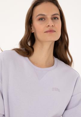 Kadın Lavanta Şardonlu Bisiklet Yaka Basic Sweatshırt - 50313586093