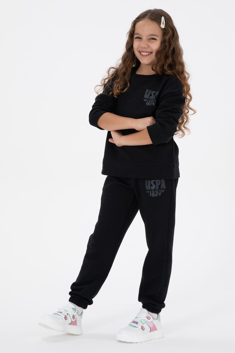 Kız Çocuk Siyah Simli Baskı Detaylı Jogger Eşofman Altı - 50316849023