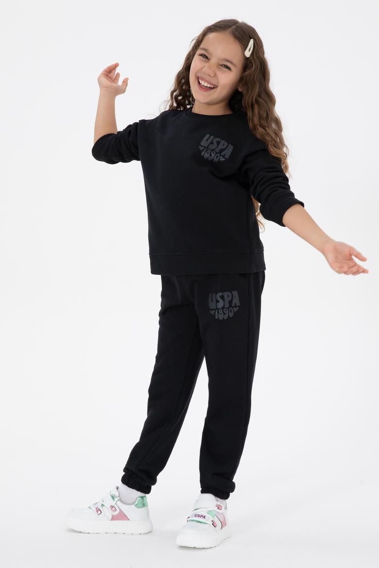 Kız Çocuk Siyah Simli Baskı Detaylı Jogger Eşofman Altı - 50316849023