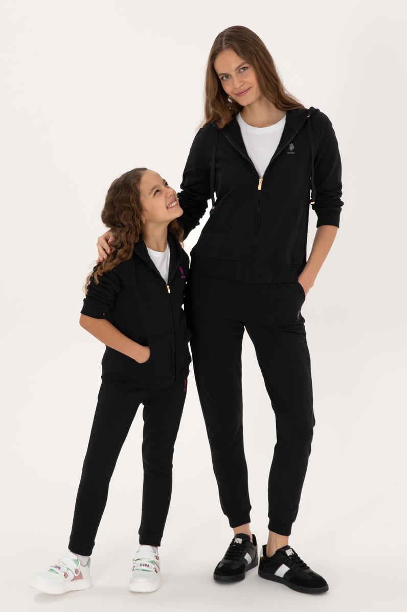 Kadın Siyah Fermuarlı Kapüşonlu Sweatshırt