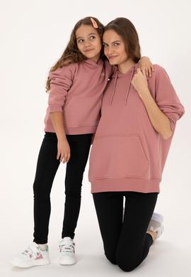 Kadın Gül Kurusu Şardonlu Kapüşonlu Sweatshırt - 50313567087