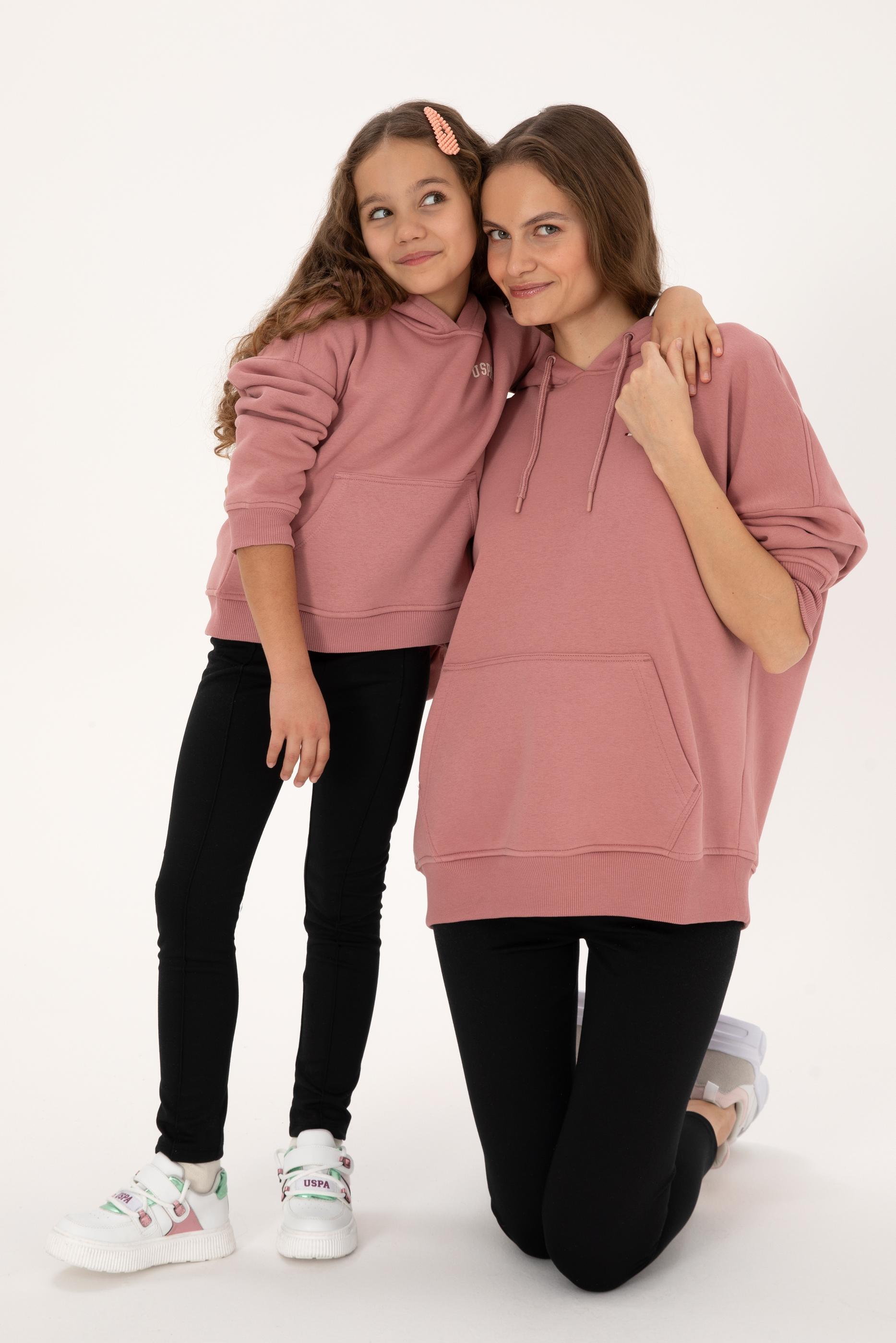 Kadın Gül Kurusu Şardonlu Kapüşonlu Sweatshırt