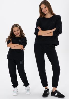 Kadın Siyah Bisiklet Yaka Basic Sweatshırt - 50313565014