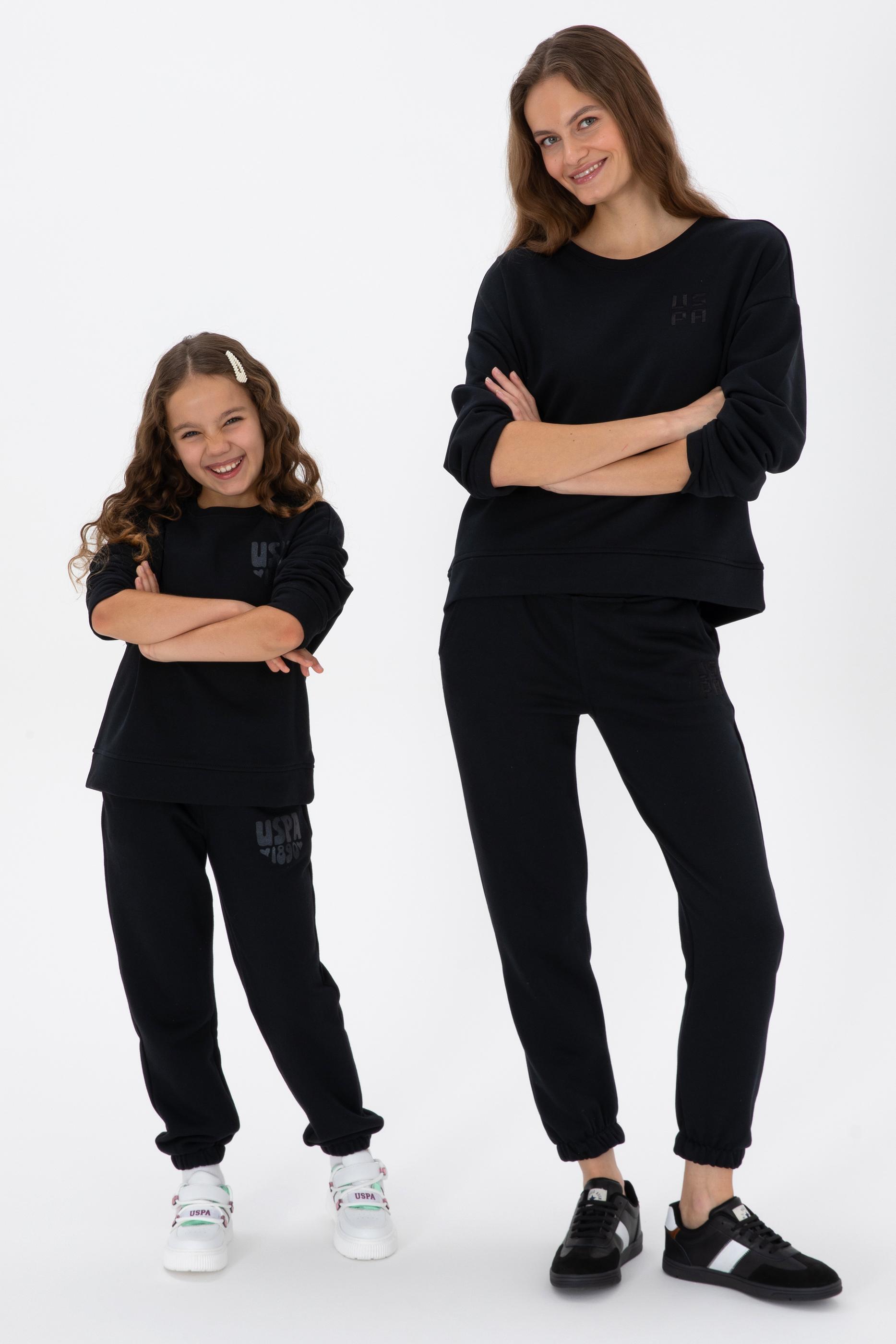 Kadın Siyah Bisiklet Yaka Basic Sweatshırt