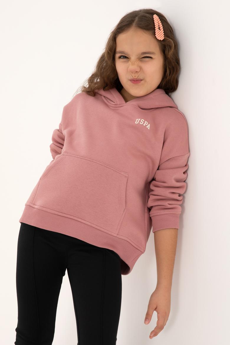 Kız Çocuk Orkide Kapüşonlu Şardonlu Basic Sweatshirt - 50314304022