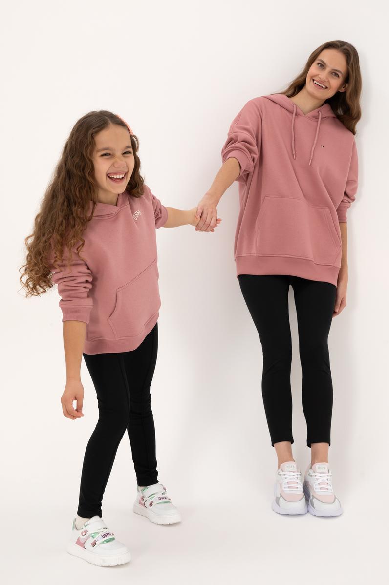 Kız Çocuk Orkide Kapüşonlu Şardonlu Basic Sweatshirt