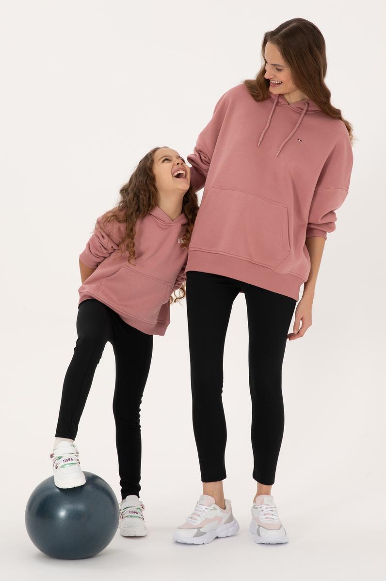 Kız Çocuk Orkide Kapüşonlu Şardonlu Basic Sweatshirt