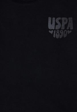 Kız Çocuk Siyah Simli Baskı Detaylı Bisiklet Yaka Basic Sweatshirt - 50314289023