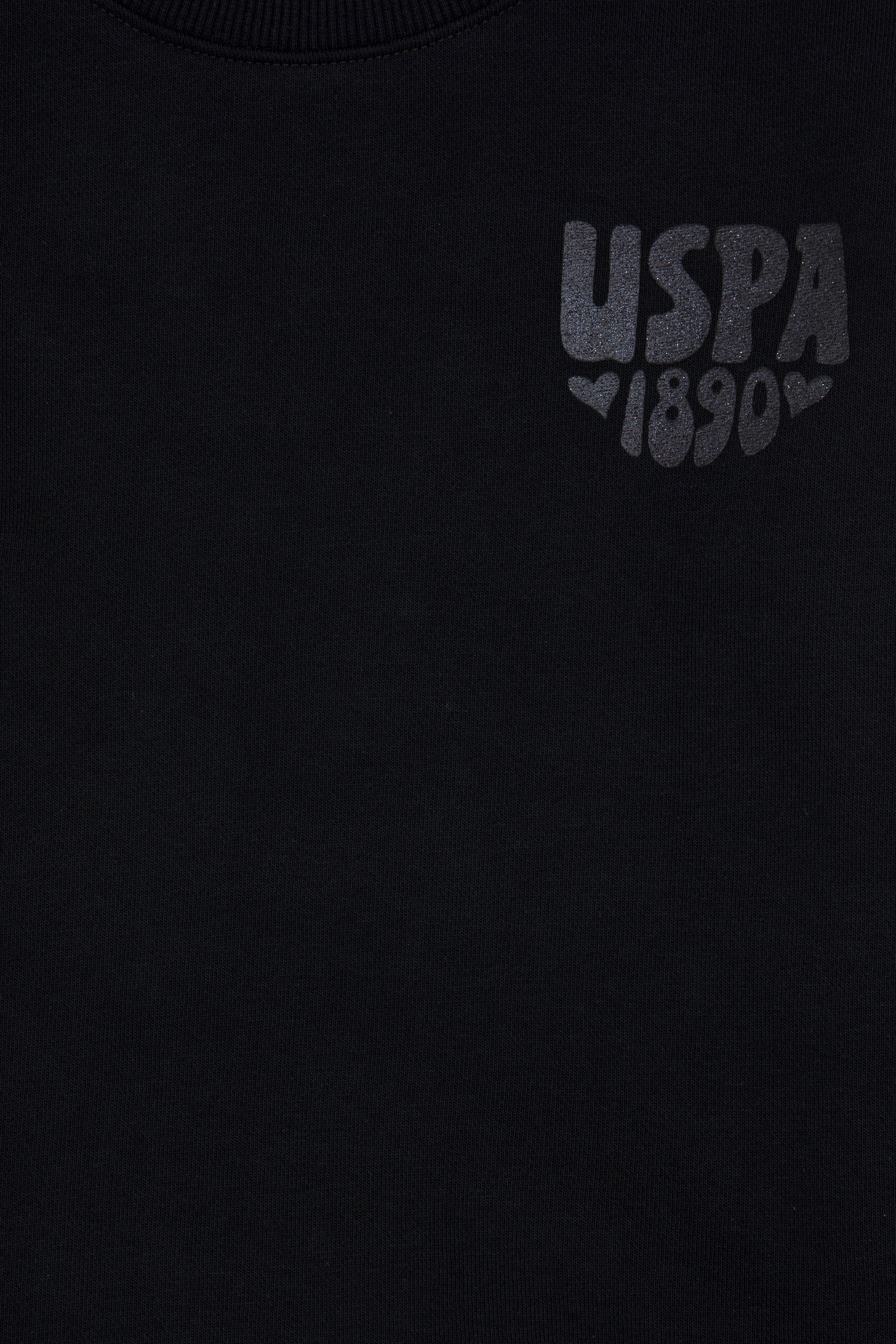 Kız Çocuk Siyah Simli Baskı Detaylı Bisiklet Yaka Basic Sweatshirt - Image 7