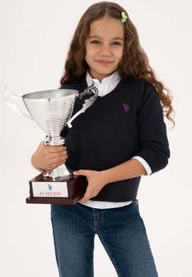 Kız Çocuk Lacivert V Yaka Basic Kazak - 50316777020