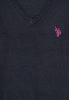 Kız Çocuk Lacivert V Yaka Basic Kazak - 50316777020