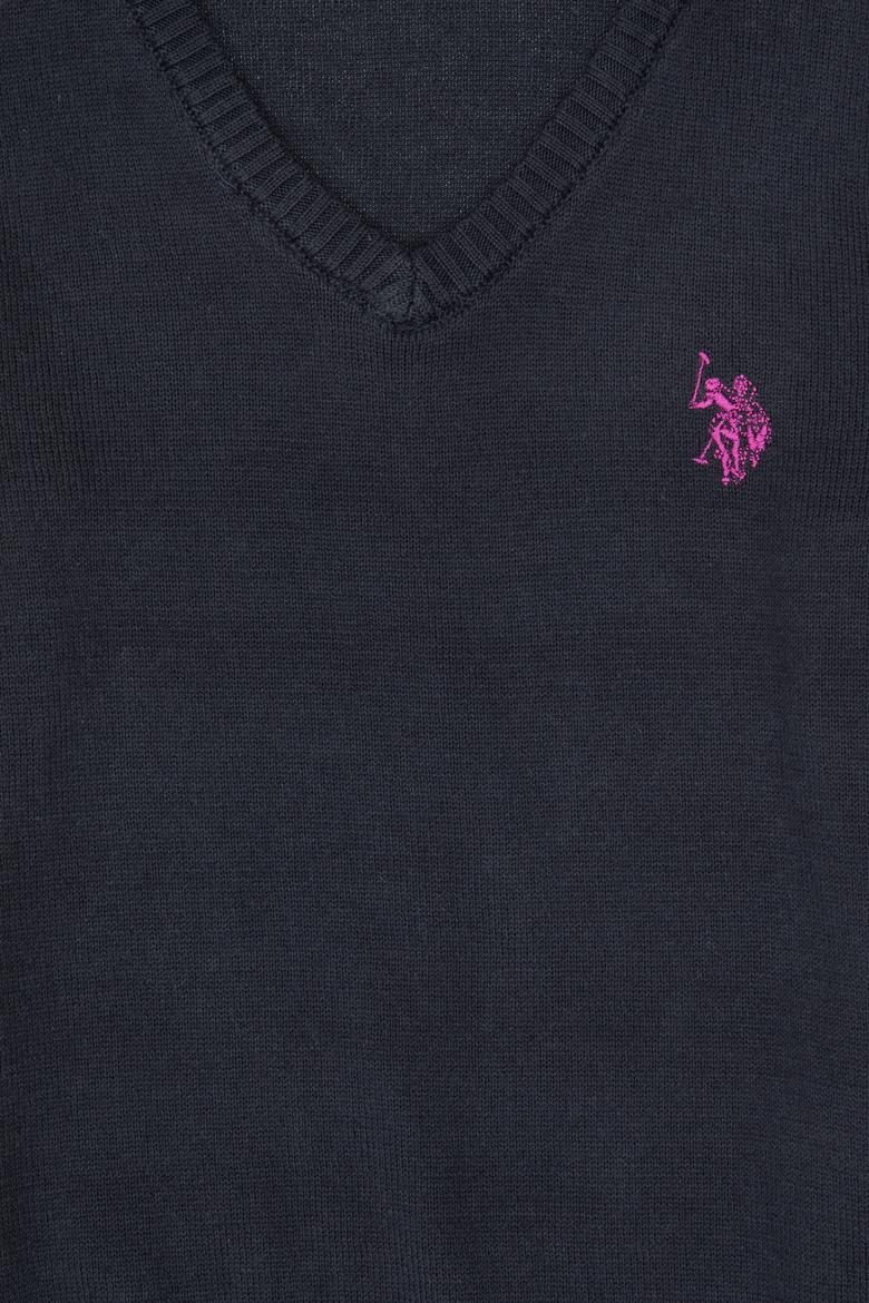 Kız Çocuk Lacivert V Yaka Basic Kazak - 50316777020